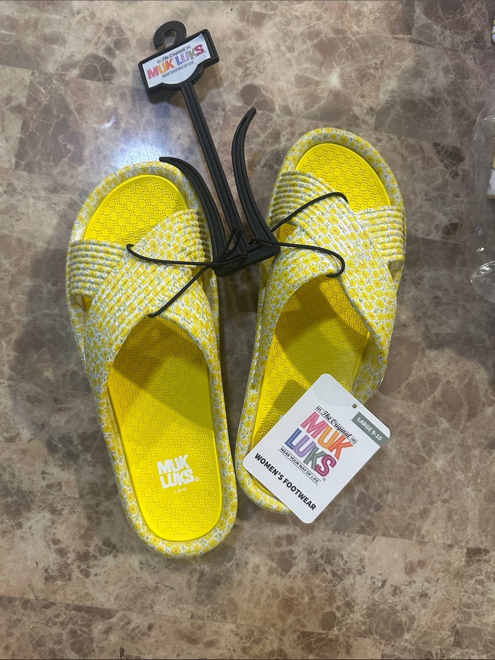 Muk Luks Yellow Spa Day Slip On Sandals